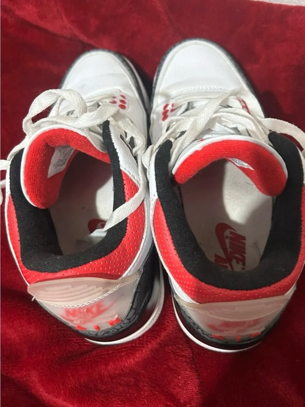 Nike White Black Red Air Jordan 3 Style Sneakers